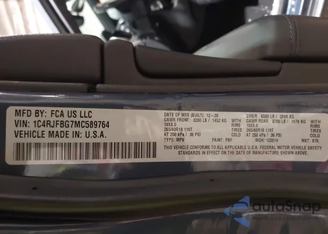 2021 Jeep Grand Cherokee Limited 4X4 z USA, uszkodzony, nr VIN 1C4RJFBG7MC589764